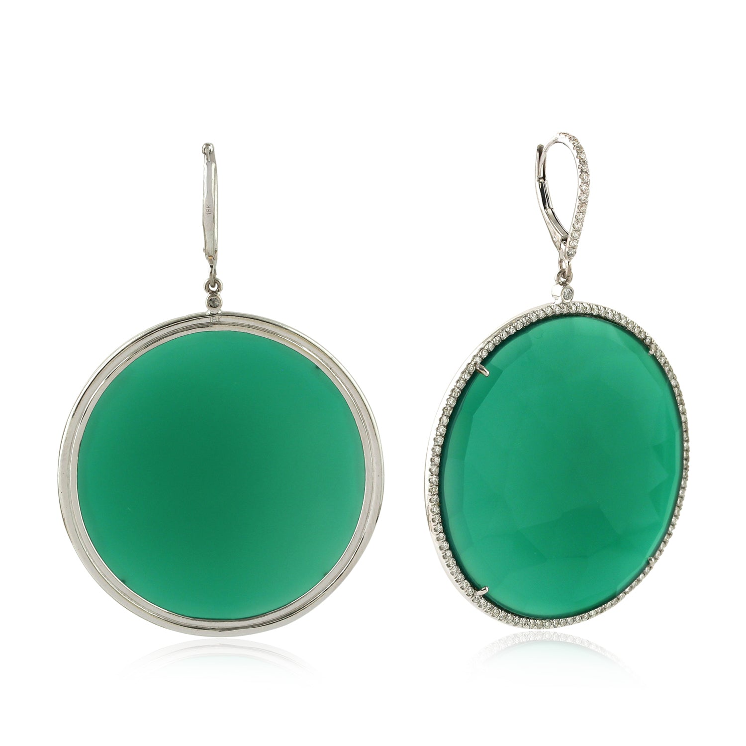 18K White Gold Round Onyx Micro Pave Diamond Dangle Earrings for Women | Elegant Drop Earrings for Parties, Weddings & Special Occasions
