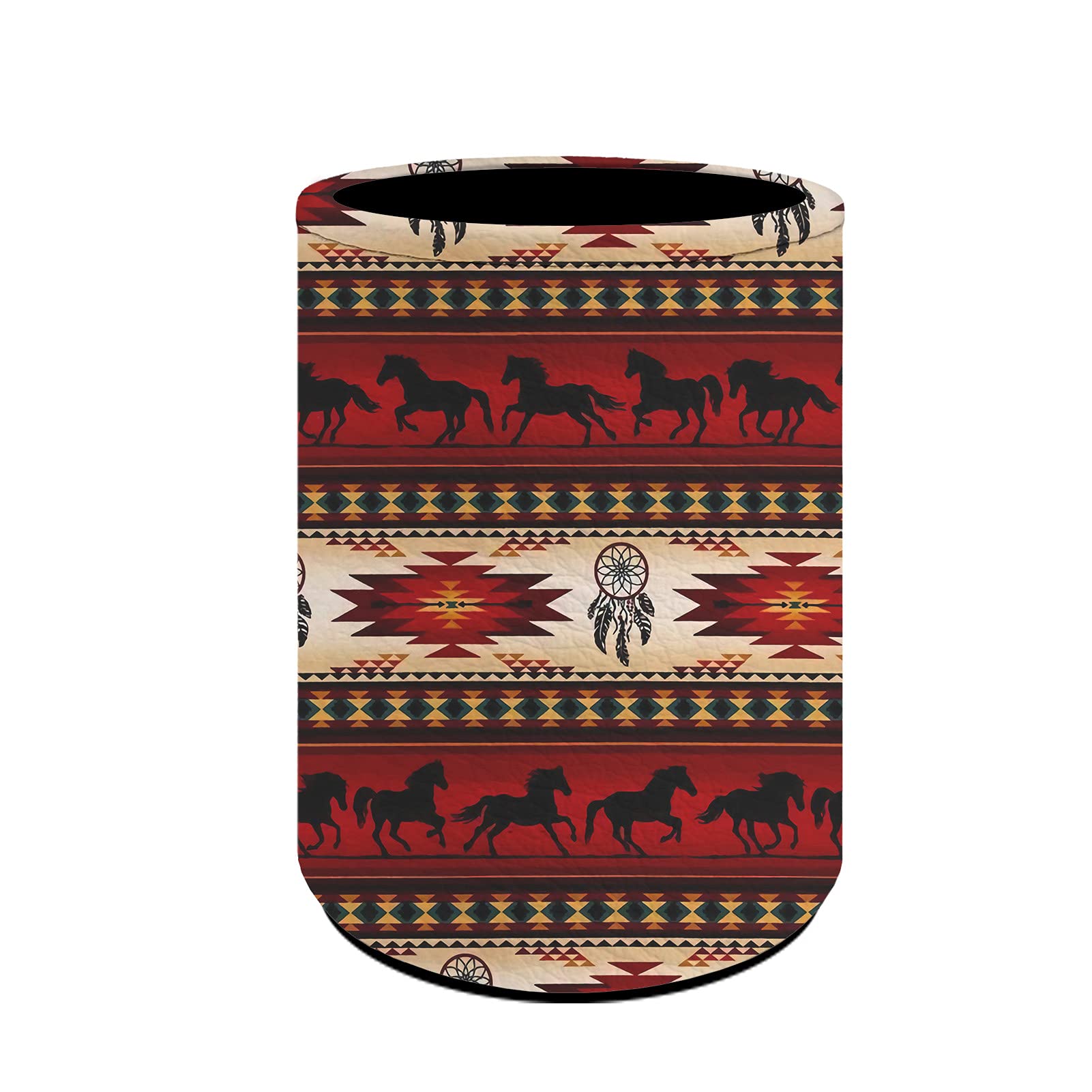 **Dreaweet Navajo Horse Pen Holder - Red Dream Catcher Print PU Makeup Brush & Pencil Organizer for Adults & Teens - Perfect for Home, Office & School Desk Accessories**