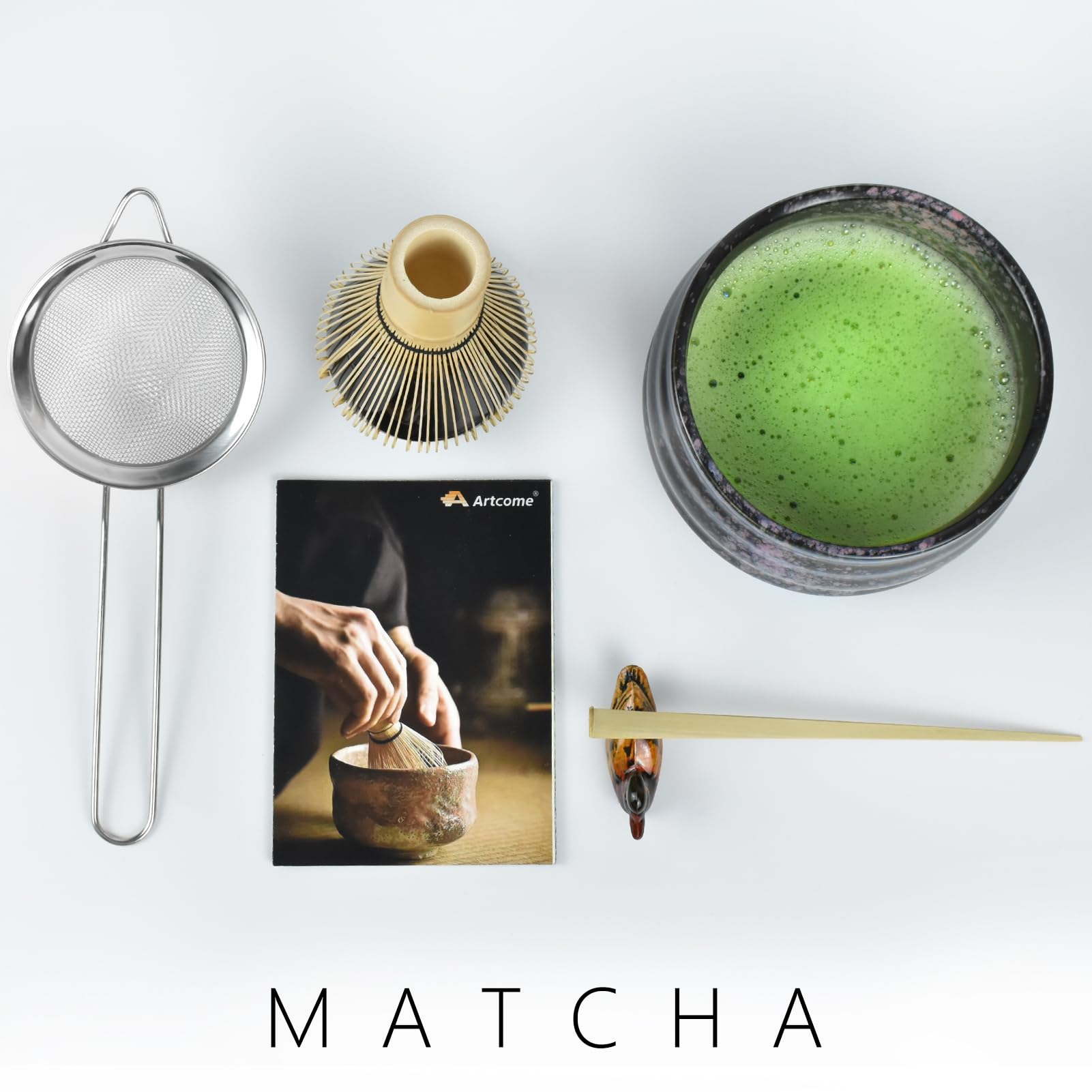 Premium Japanese Matcha Tea Ceremony Set - Traditional Matcha Bowl, Bamboo Whisk, Scoop & Strainer - Complete Kit for Authentic Usucha, Koicha & Matcha Latte Preparation - Perfect for Home Tea Rituals, Zen Meditation & Gift Giving (Black)