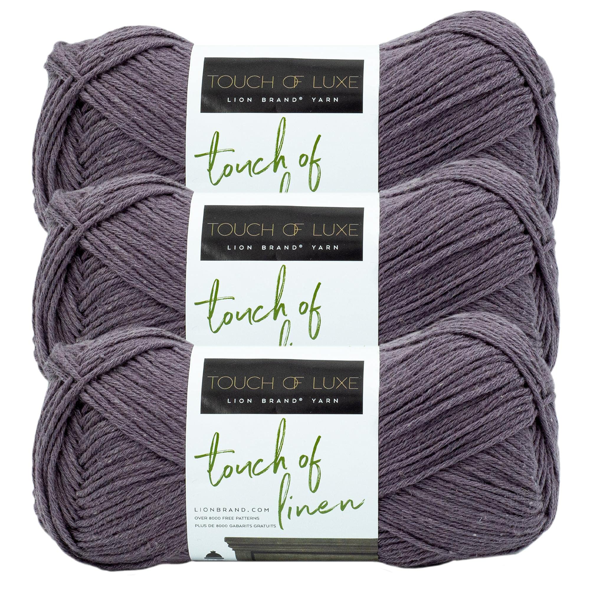 (3 Pack) Lion Brand Yarn Touch of Linen Yarn in Fog - Soft & Durable for Knitting, Crochet, and DIY Crafts - Perfect for Scarves, Blankets, and Home Decor Projects