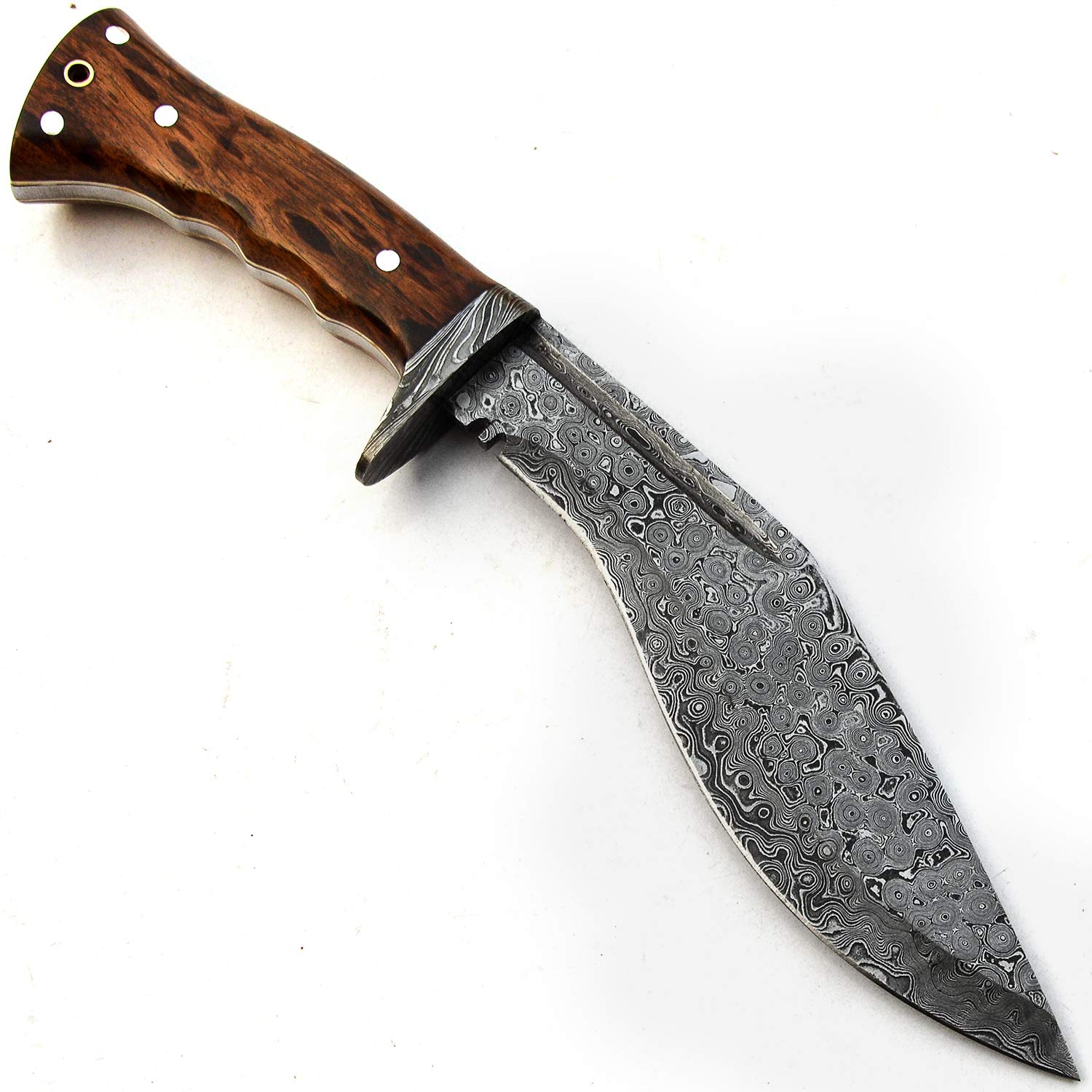 Handmade Damascus Steel 12 Inch Kukri Knife with Leather Sheath - Razor Sharp Tactical Survival Blade for Outdoor Camping, Hunting & Bushcraft - PAL 2000 Series 9675