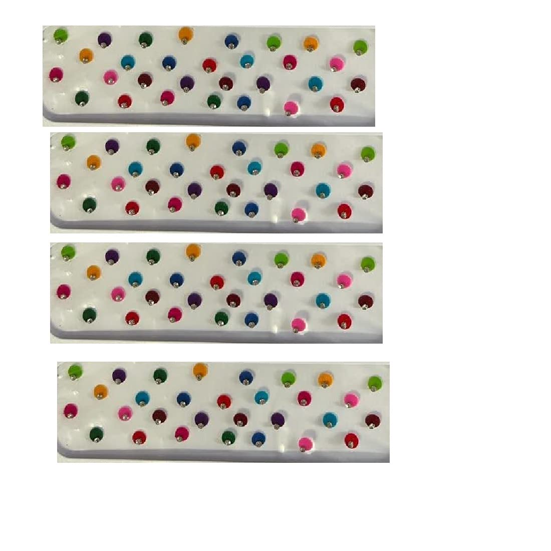 Round Multi-Color Stone Bindi Stickers for Women & Girls - Pack of 4 Skin-Friendly Velvet Bindis with Strong Adhesive | Traditional Indian Forehead Jewelry for Weddings, Festivals & Daily Wear