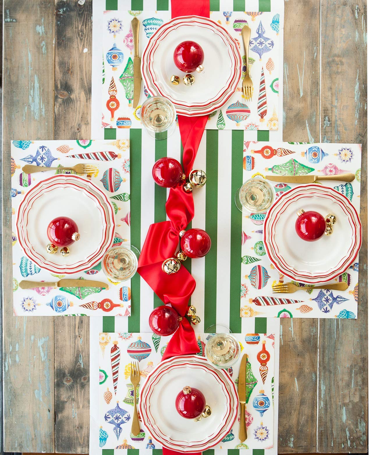 Hester and Cook Disposable Square Paper Placemats for Dining Table - 24 Pack Christmas Holiday Decorative Place Settings - Eco-Friendly American Made Placemats for Parties, Dinner & Holiday Decor