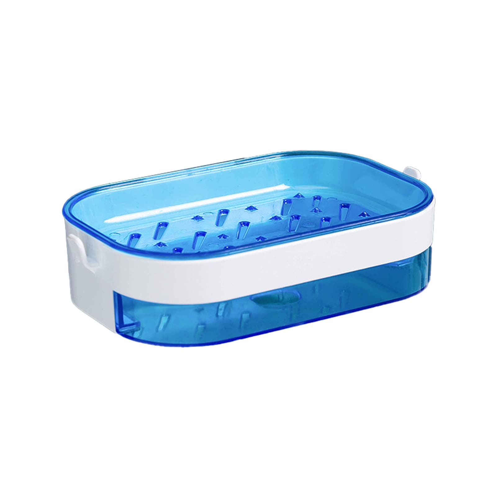 Plastic Soap Holder with Drain Tray - Wall Mounted Ventilated Soap Dish for Bathroom, Kitchen & Shower - Quick Drying Soap Sponge Container (Blue) - Perfect for Organizing Bar Soaps, Sponges & Beauty Products