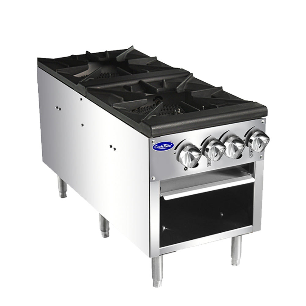 Atosa Commercial 2 Burner Stock Pot Range - 160,000 BTU Natural Gas - Heavy Duty Restaurant & Catering Equipment for Large Batch Cooking