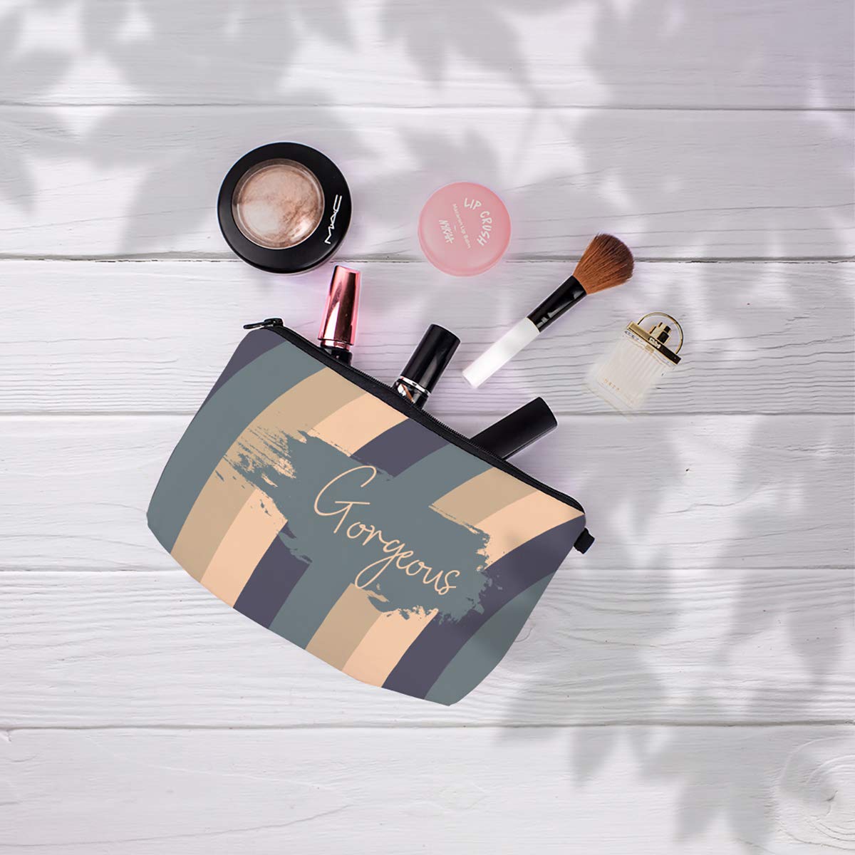 Crazyify Stylish Printed Canvas Cosmetic Bag for Women | Waterproof Travel Makeup Pouch | Large Capacity Toiletry Organizer | Perfect for Travel, Gym, and Daily Essentials Storage
