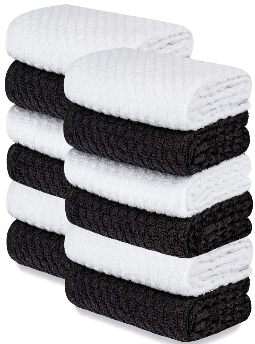 Premium 12-Pack Cotton Kitchen Towels - Super Absorbent, 450GSM for Drying & Cleaning | Home & Restaurant Use