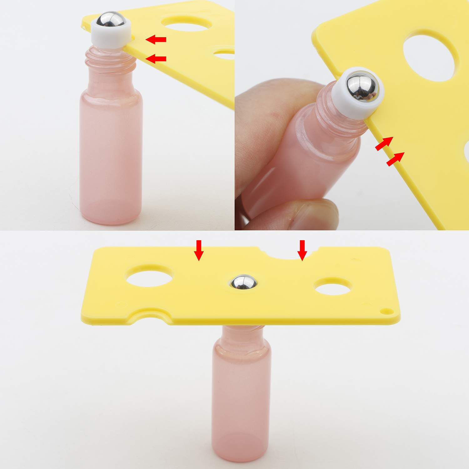 Kesell 15-Pack 5ml Glass Roller Bottles with Stainless Steel Roller Ball & Gold Cap - Pearl Pink Essential Oil Containers for Aromatherapy, DIY Blends & Travel