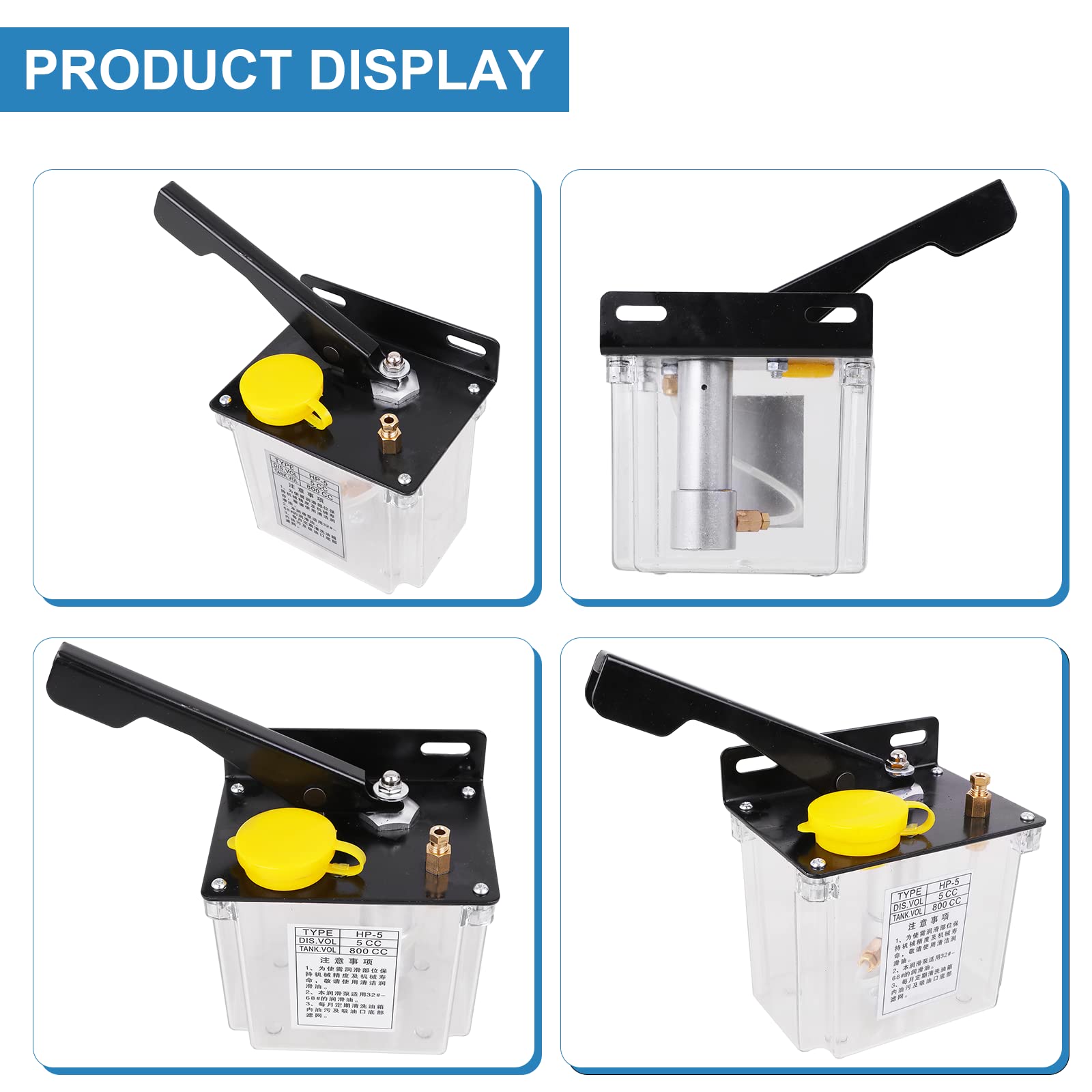 500CC Manual Lubricating Oil Pump - Left Handed CNC Machine Tool Lubricator for Grinders, Milling Machines & Industrial Equipment | Durable Hand Operated Grease Pump for Workshop Maintenance
