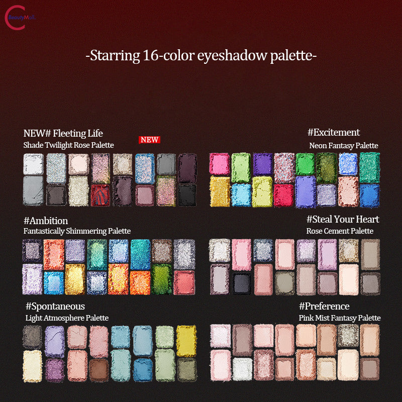 CHEERYEP 16-Color Natural Star Eyeshadow Palette - 08# Ambition | Vegan, Cruelty-Free Makeup for Everyday & Party Looks