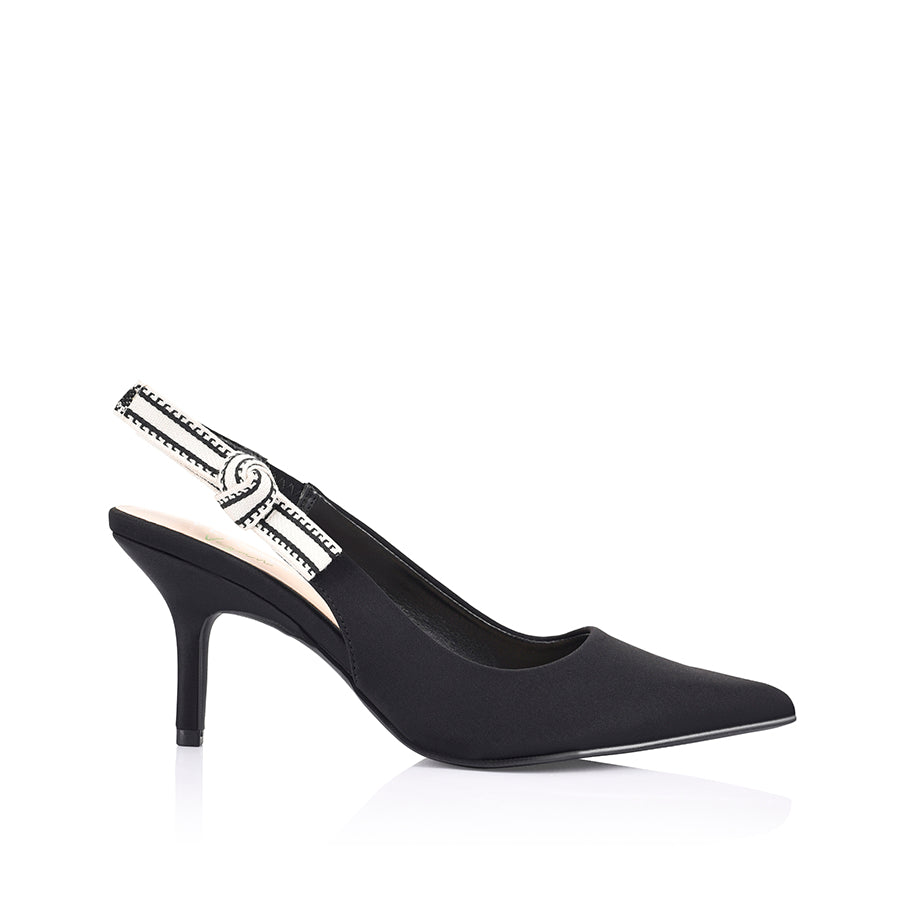 Shaan Women's Black Knit Slingback Stilettos - Elegant High Heel Pumps for Party, Wedding & Evening Wear | Comfortable & Stylish Dress Shoes for Women