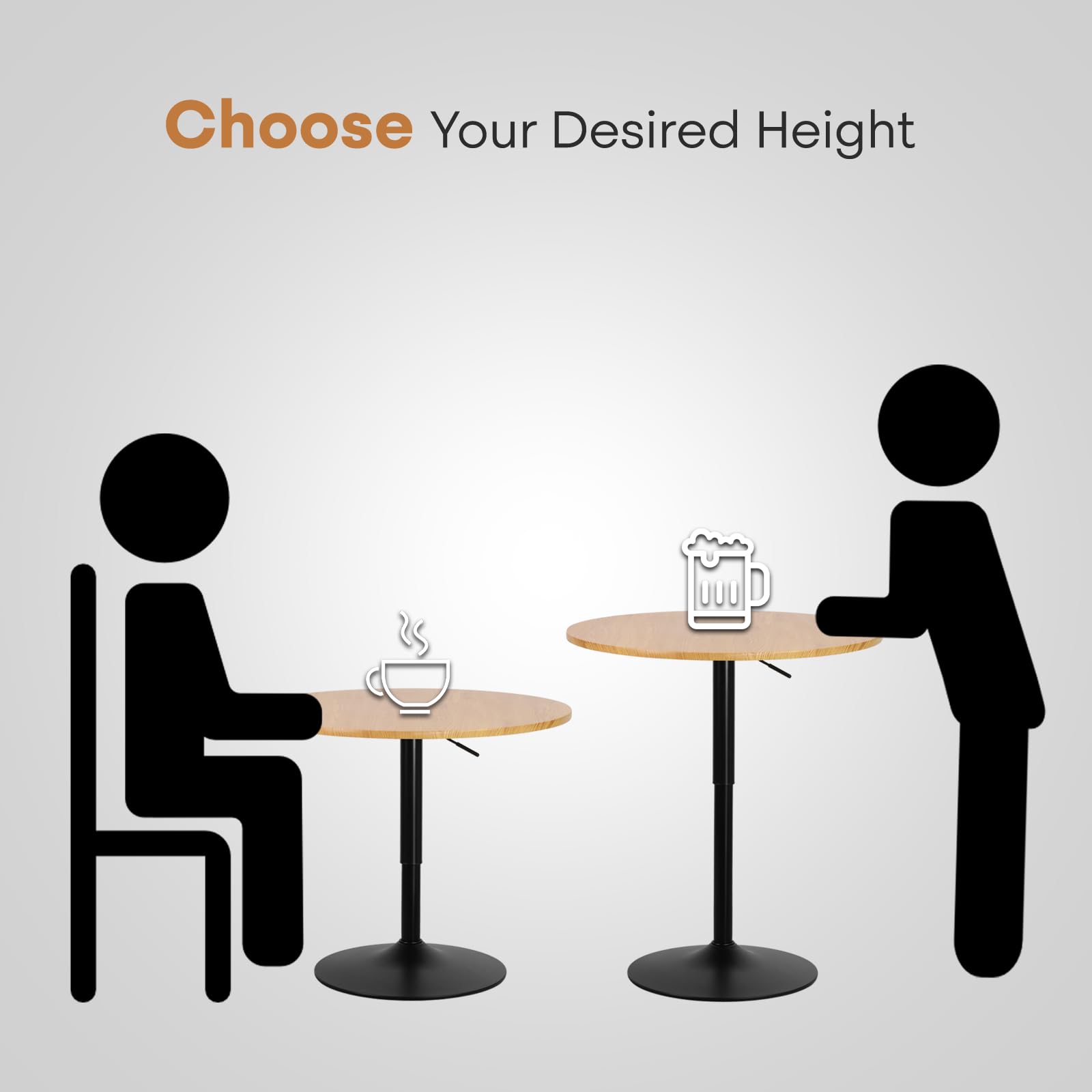 31.5 Inch Round Adjustable Height Pub Table - 27.5