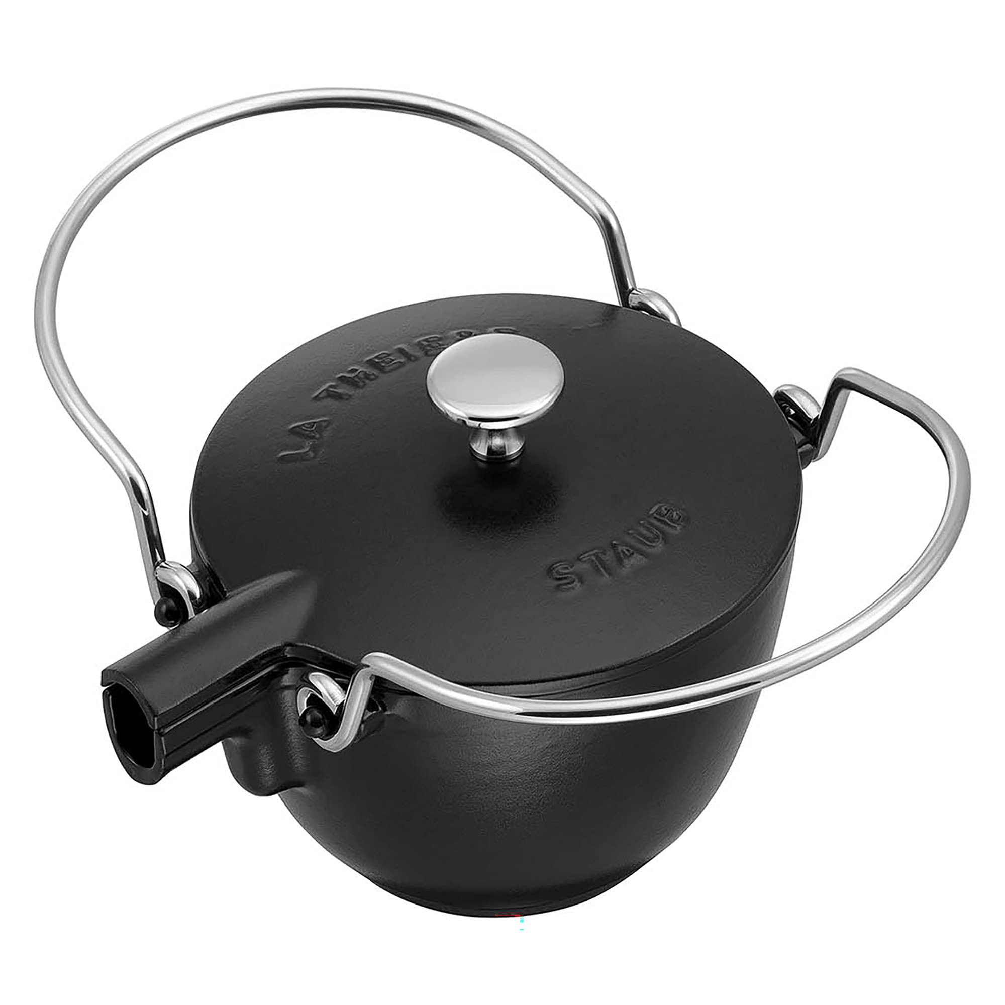 Staub 1-Quart Round Cast Iron Tea Kettle - Matte Black French-Made for Stovetop & Tea Brewing | Perfect for Home Kitchen & Gift Giving