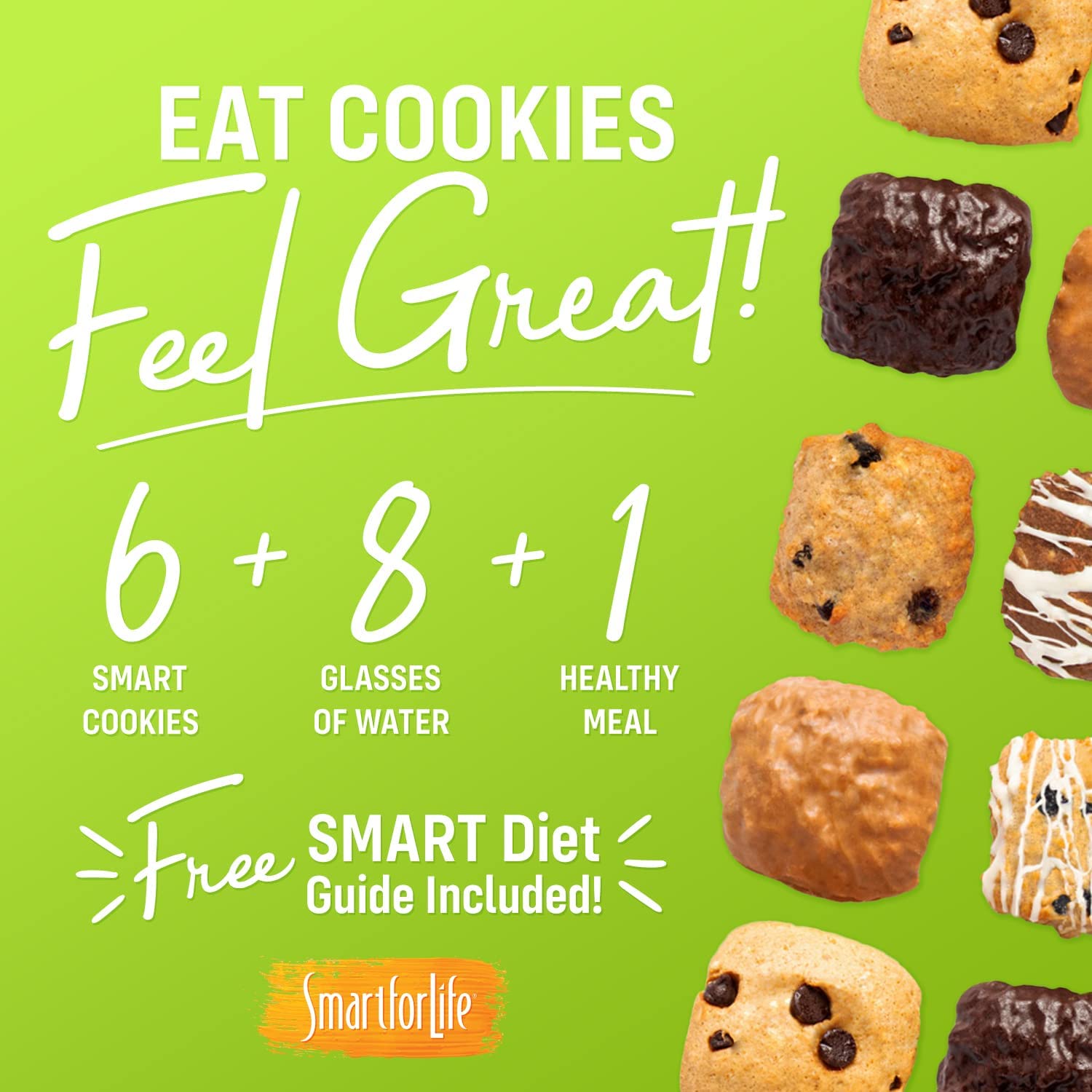 Smart for Life High Protein Cookie Diet Variety Pack - Chocolate Chip, Oatmeal Raisin & Blueberry (3 Weeks Supply) | Low Carb, High Fiber Meal Replacement Cookies for Weight Loss & Healthy Snacking