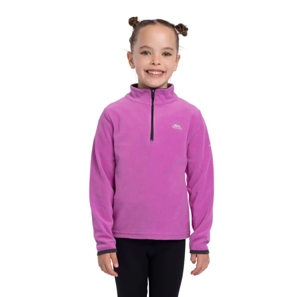 Trespass Sybil Girls' Ski Microfleece Jacket - Warm Winter Fleece for Kids - Deep Pink - Perfect for Skiing, Snowboarding & Outdoor Winter Activities