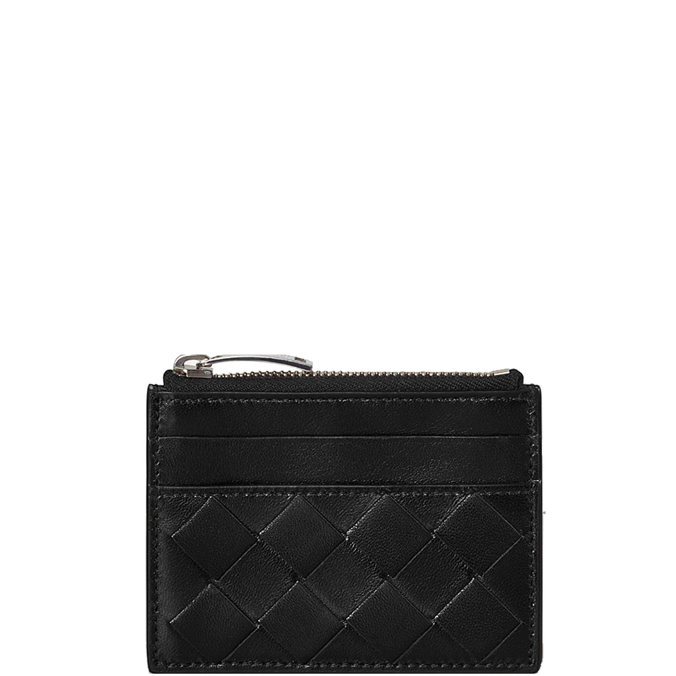 Premium Flat Cardholder with Zip Closure - Intrecciato Woven Leather Wallet for Men & Women | Slim RFID Blocking Credit Card Holder | Perfect for Travel, Business & Everyday Use