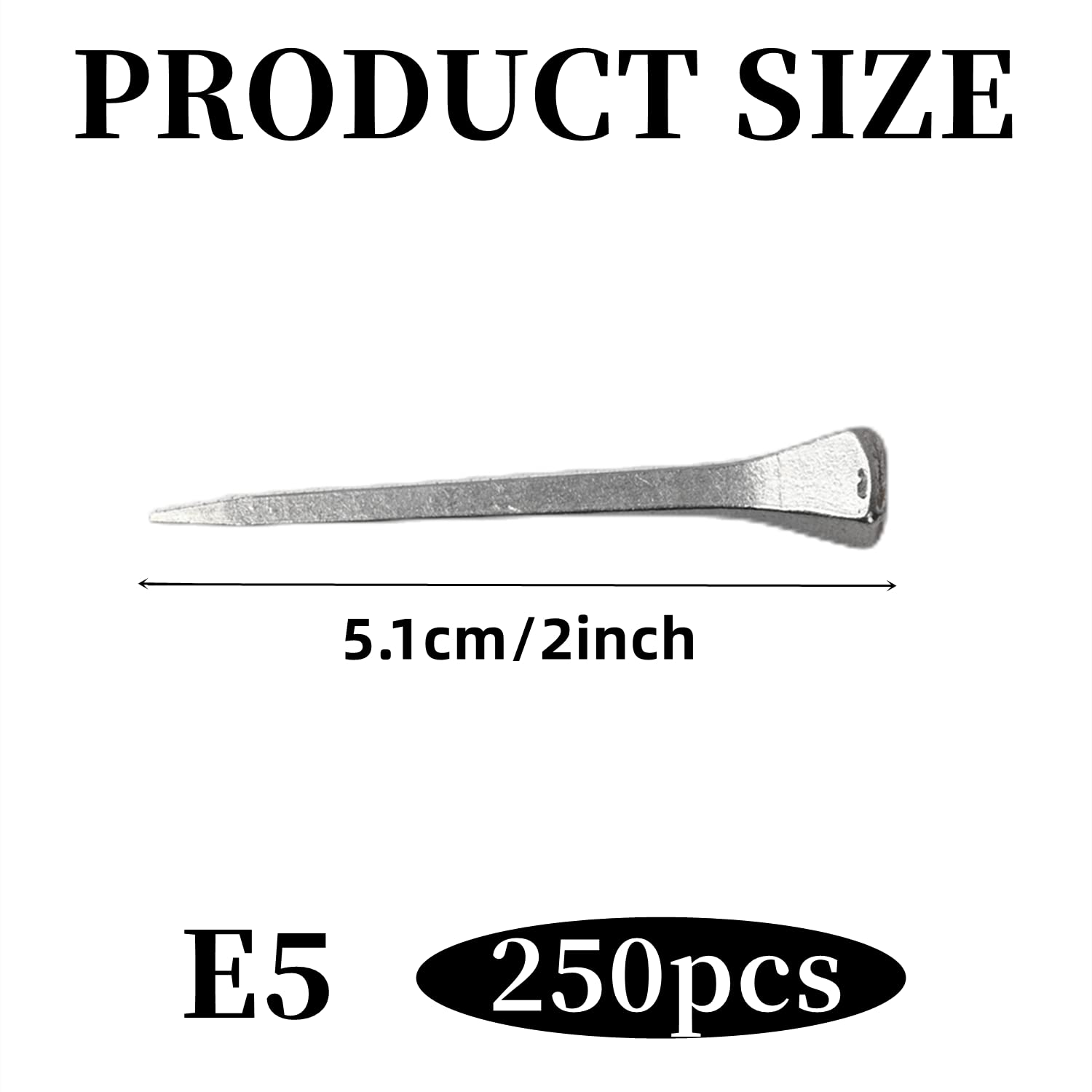250pcs E5 Horseshoe Nails 2 Inch Stainless Steel - Rustproof Horse Shoe Nails for Stained Glass Art, DIY Crafts, Equestrian Training & Horse Care - Perfect for Blacksmithing, Farrier Work and Equestrian Sports Accessories
