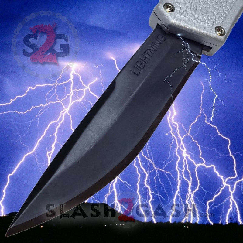 Lightning OTF Dual Action Automatic Knife - Silver Tactical Folding Knife for Outdoor Camping, Hunting & EDC | Taiwan Made (Discontinued)