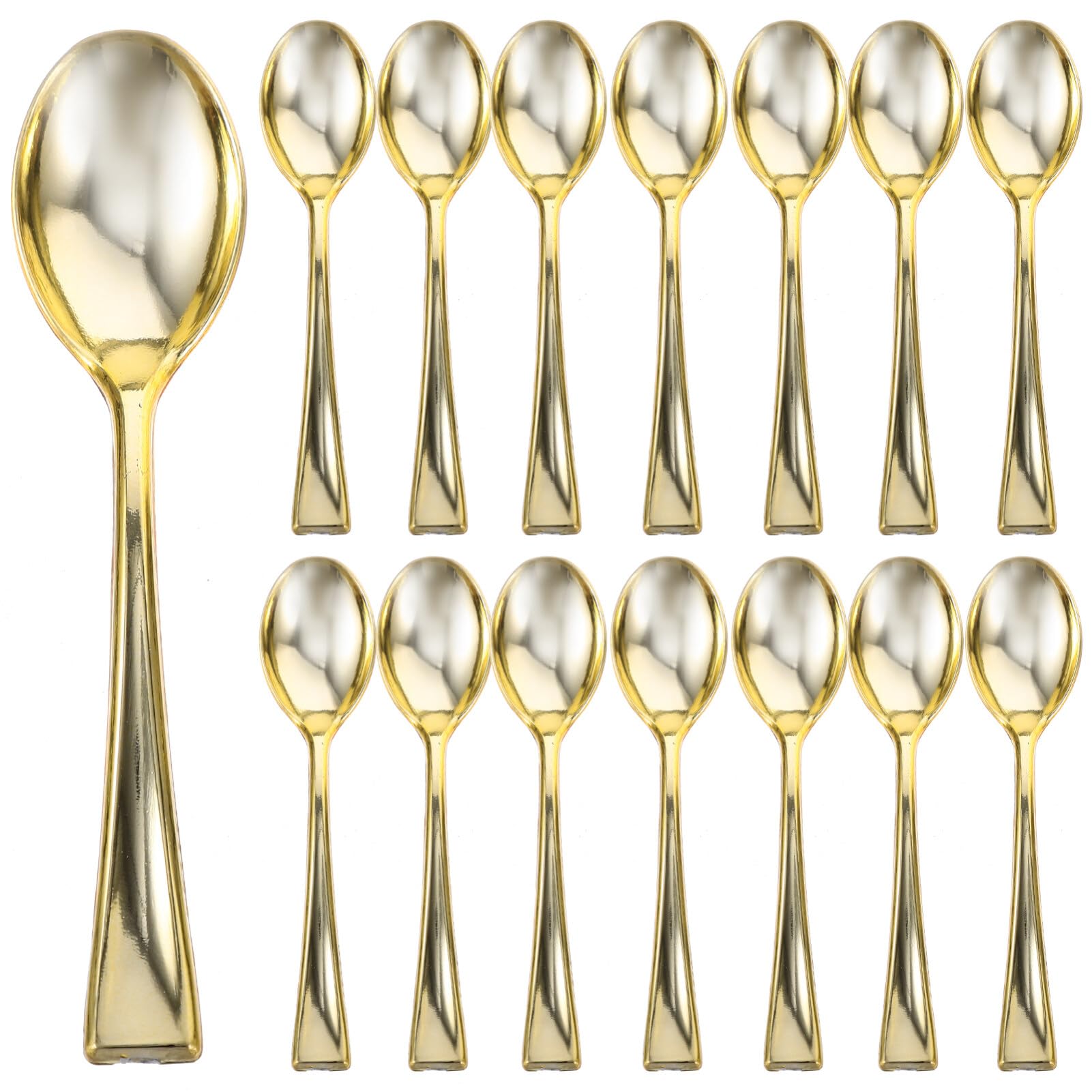 24Pcs Mini Gold Plastic Spoons - Elegant Dessert Tasting Spoons for Christmas Decor, Appetizers, Honey Sampling & Party Supplies - Perfect for Holiday Parties, Wedding Receptions & Catering Events