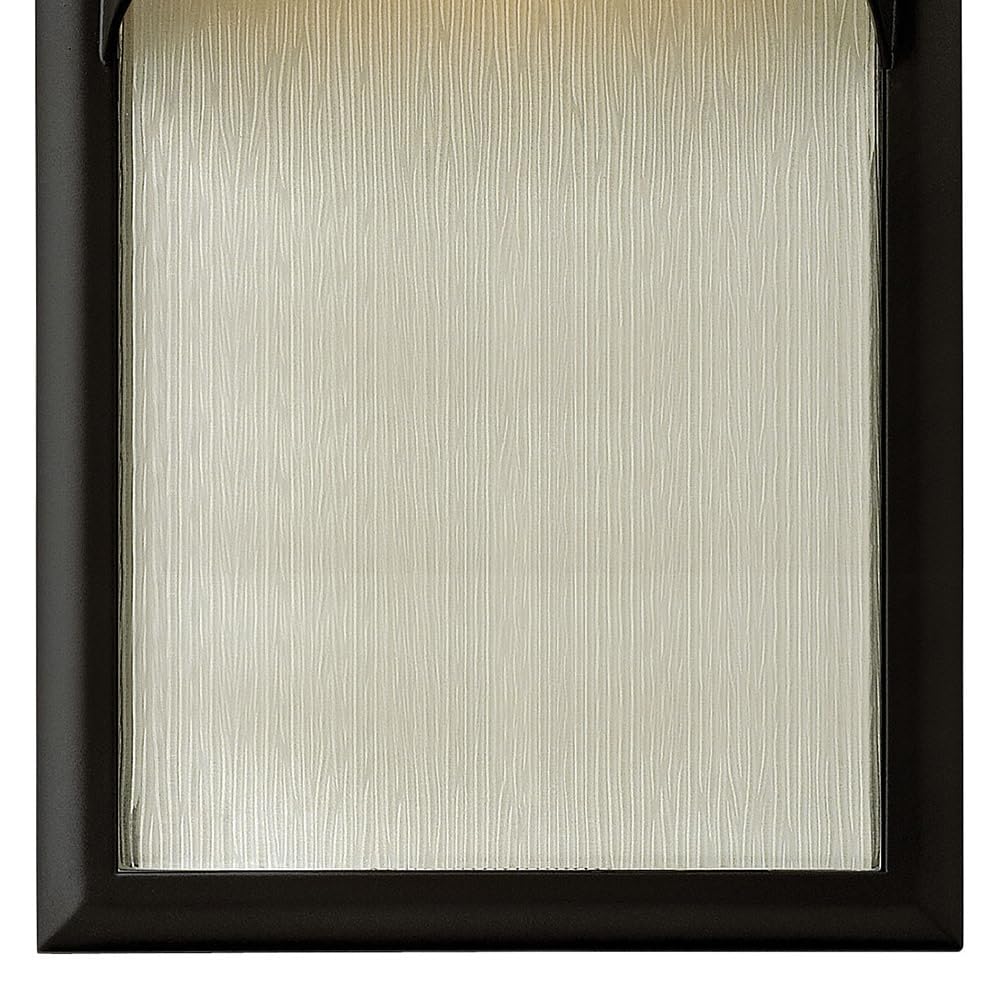 Hinkley Cascade Medium Tall Wall Mount Lantern - 1-Light Outdoor Sconce with Amber Etched Organic Rain Glass, Dark Sky Compliant, Satin Black Aluminum Finish - Perfect for Porch, Patio, and Entryway Lighting