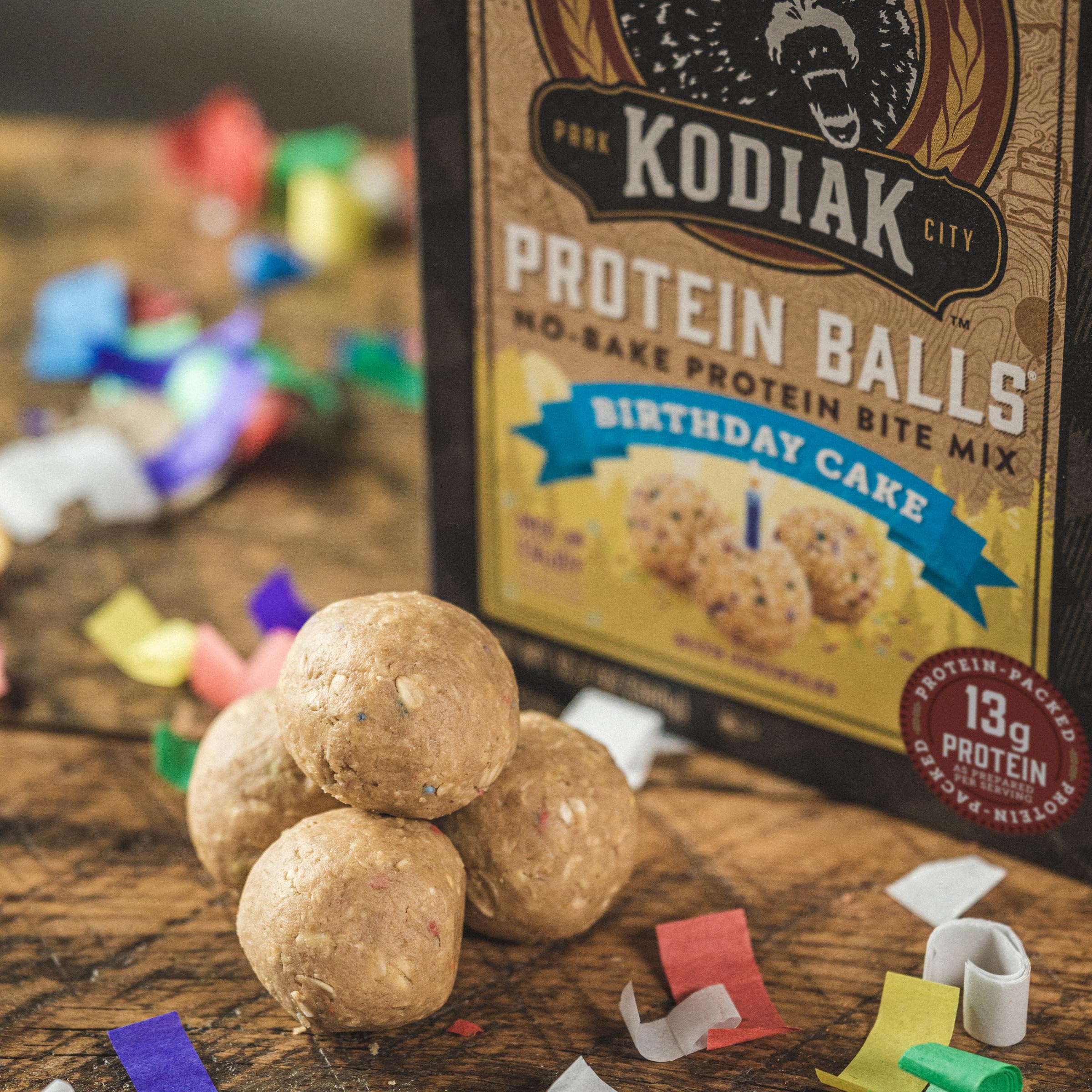 Kodiak Cakes Oatmeal Protein Ball Mix - Birthday Cake Flavor, High Protein Snack, 100% Whole Grains, Pack of 6 | Perfect for Healthy Breakfast, Post-Workout Fuel & On-the-Go Energy Boost