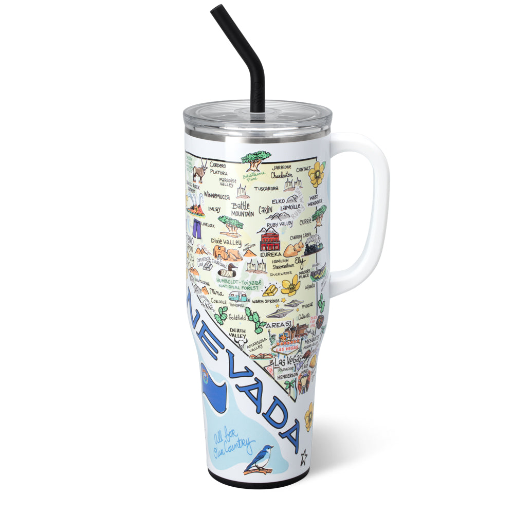 40oz Nevada Mega Mug - Insulated Stainless Steel Travel Tumbler with Lid & Straw - Perfect for Coffee, Tea, Cold Drinks - Camping, Office, Gym, Outdoor Adventures