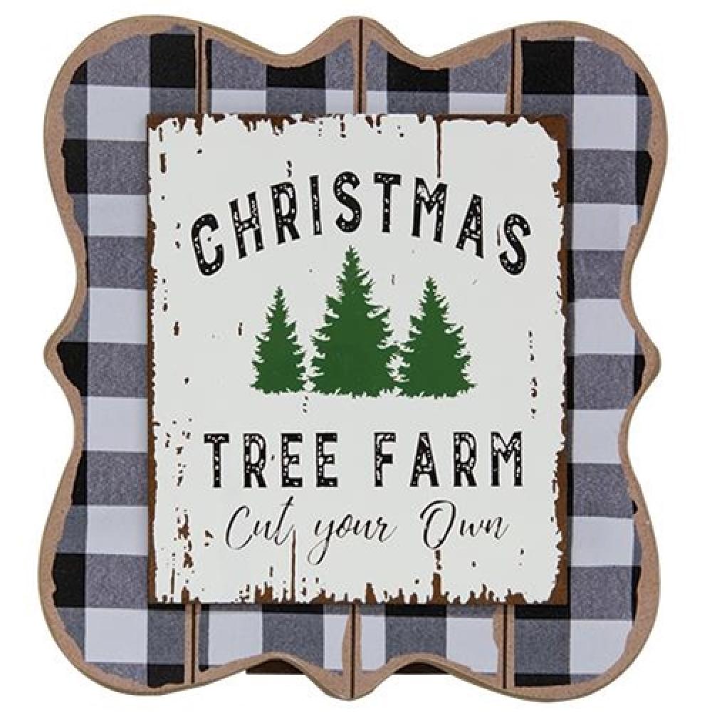 Buffalo Check Christmas Tree Farm Easel - Rustic Holiday Decor for Home, Office & Festive Party Decorations