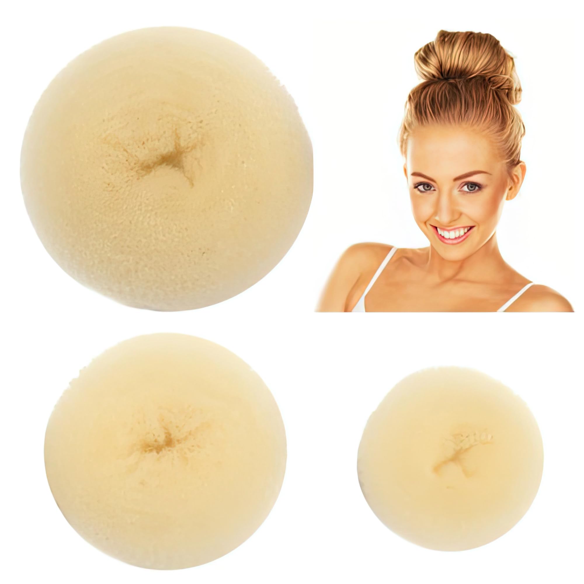 Styla Hair Donut Bun Maker for Kids - 3pc Blonde Hair Buns Maker for Ballet, Sock Bun & Easy Updos - Perfect for Dance Recitals, School & Special Occasions