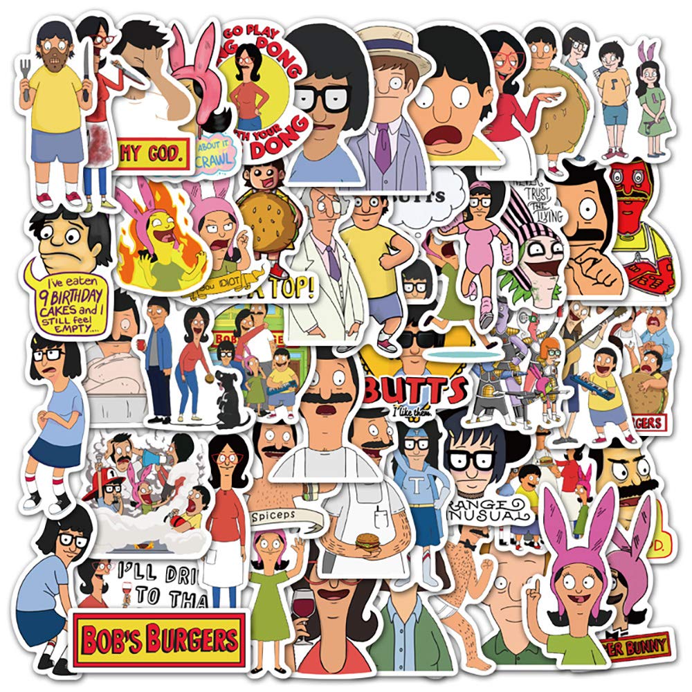 Bob's Burgers Stickers - 50 PCS Waterproof Vinyl Decals for Laptop, Bumper, Skateboard, Water Bottle, Phone & Computer - Perfect for Fans, DIY Crafts & Collectibles