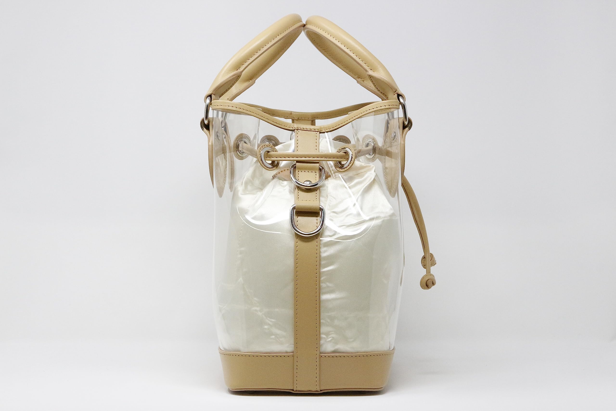 DOMINIE Clear Tote Bag with Leather Trim & Removable Interchangeable Liner - Perfect for Travel, Work, and Everyday Use