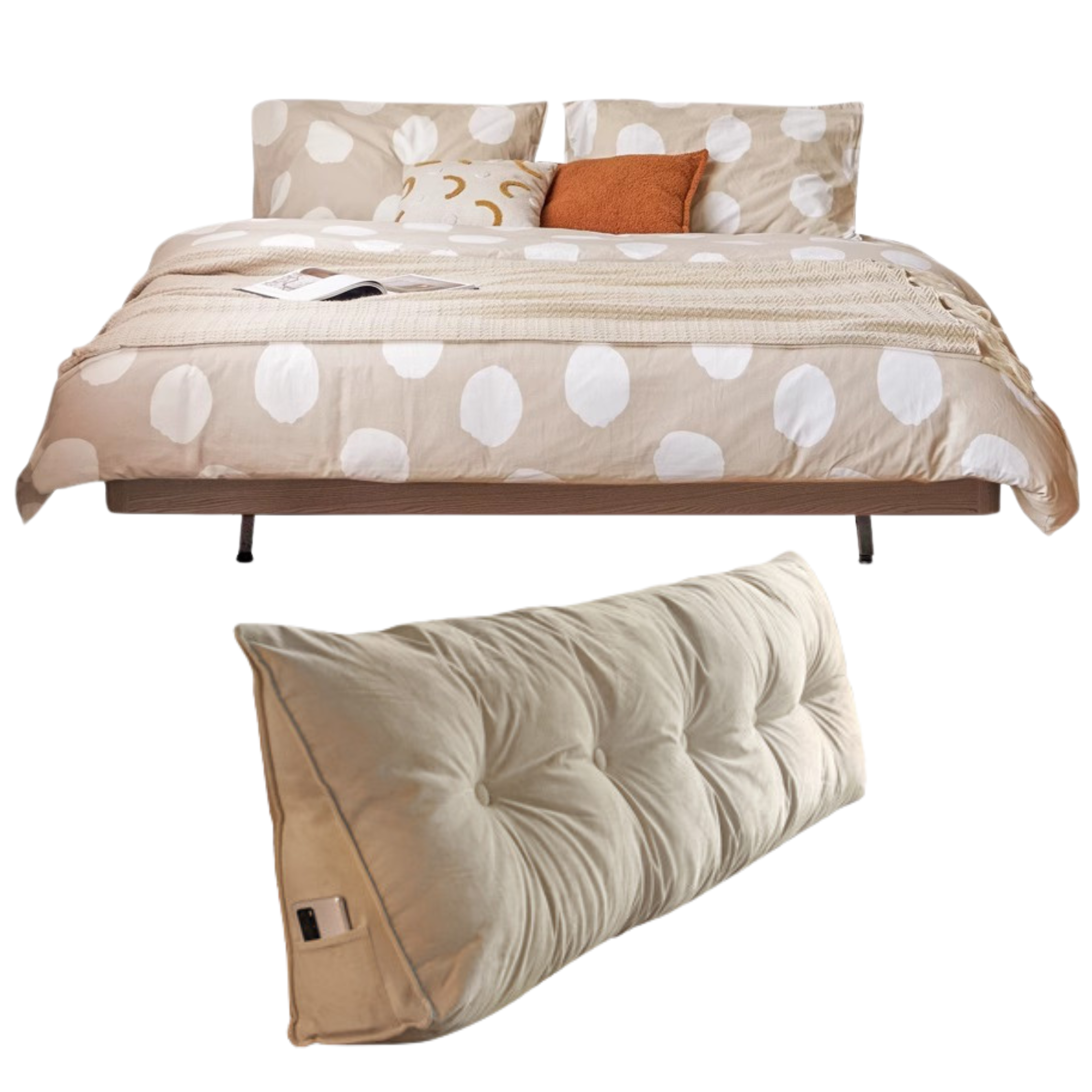 Solid Oak Wood Platform Bed - Headboard Free Modern Design with Night Light - Perfect for Bedroom, Guest Room & Small Spaces