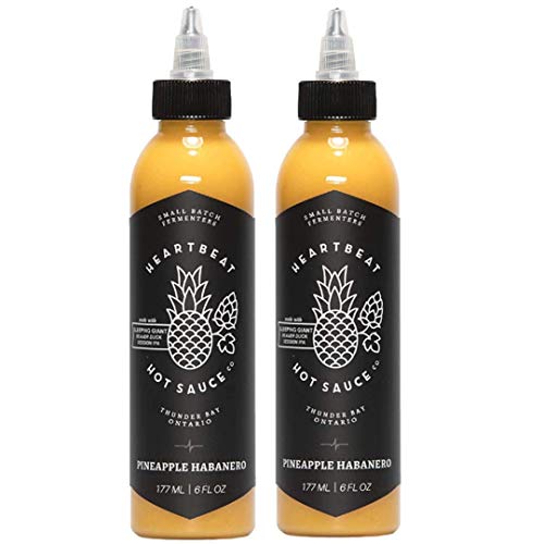 Heartbeat Hot Sauce Pineapple Habanero - 6 oz Bottle (Pack of 2) | Spicy & Sweet Flavor | Perfect for Tacos, Wings & Grilling