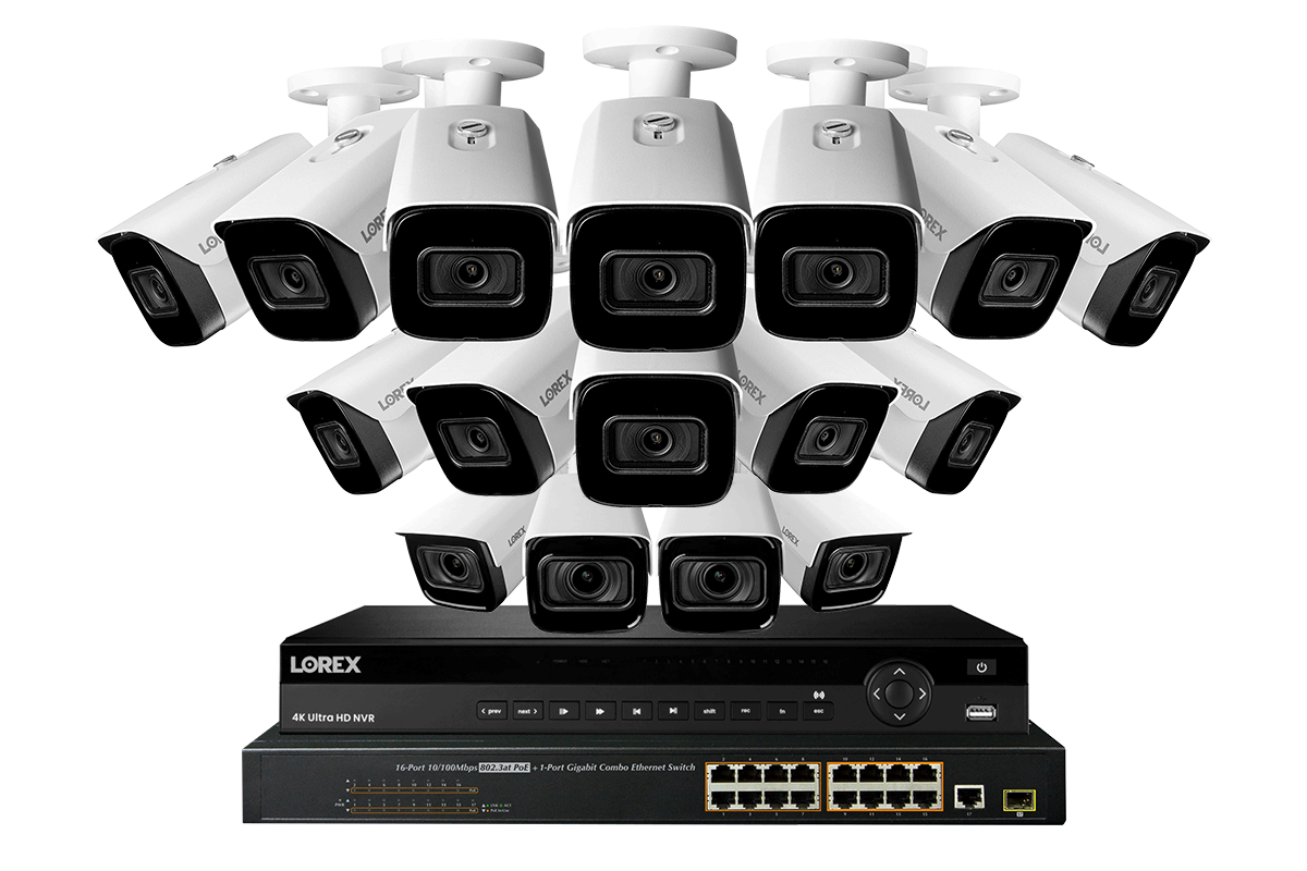 32 Channel 4K Night Vision Security System with 12 Smart IP Motorized Varifocal Cameras, 4 Audio-Enabled 4K IP Cameras & 30FPS Real-Time Recording - Ideal for Home, Business & Commercial Surveillance
