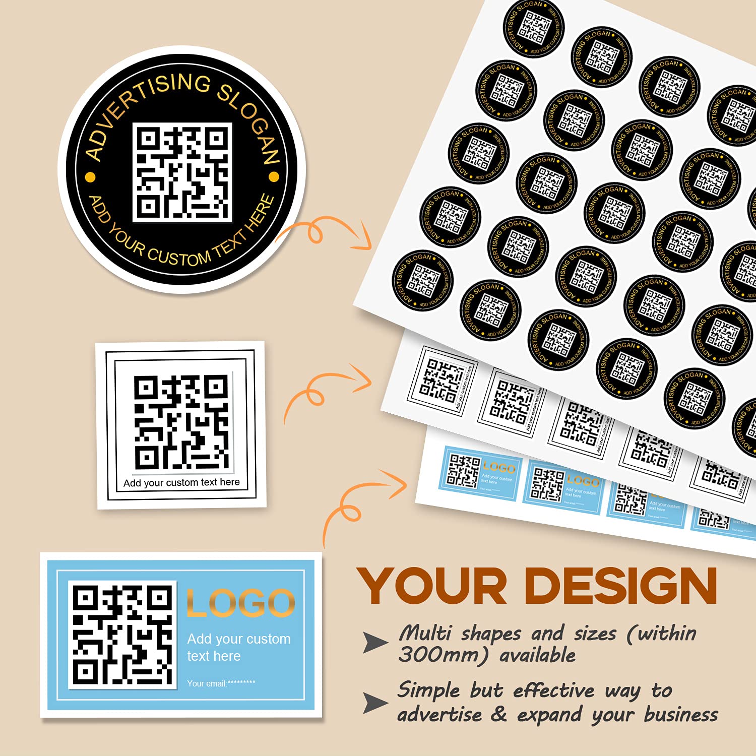 Custom QR Code Thank You Stickers - Personalized Business Labels with Logo & Text for Social Media Marketing, Branding & Events (3x6 Inch Rectangle) - Perfect for Customer Appreciation, Promotional Giveaways & Product Packaging