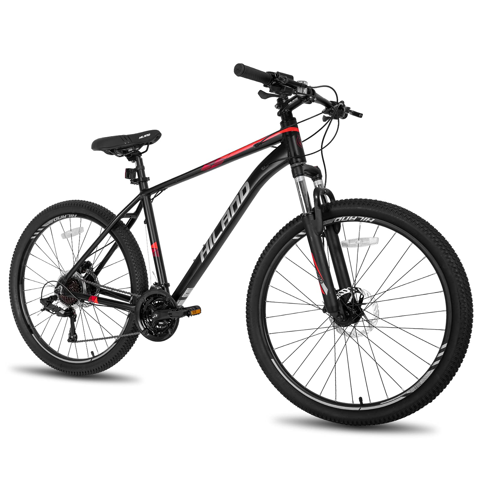 Hiland 27.5 Inch Aluminum Mountain Bike for Adults - 27 Speed, Hydraulic Disc Brakes, Lock-Out Suspension Fork - Men's & Women's Mountain Bicycle (3 Sizes) - Perfect for Trail Riding, Commuting & Outdoor Adventures