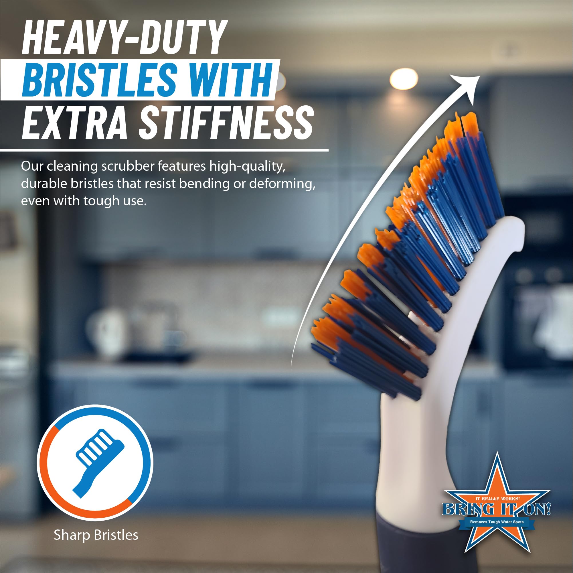 Bring It On Heavy-Duty Grout Cleaning Brush - 8-Inch Stiff Nylon Bristle Scrub Brush for Tile, Bathroom & Kitchen - Professional Crevice Cleaner for Tough Grout Lines (2-Pack) - Perfect for Deep Cleaning Showers, Floors & Backsplashes