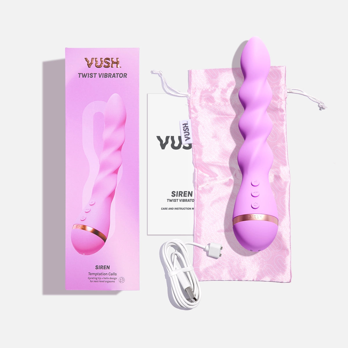 Siren Purple Rechargeable Twist Vibrator with Gyrating Tip - Powerful Personal Massager for Women, Waterproof & Quiet Adult Toy - Perfect for Solo Play & Couples Intimacy