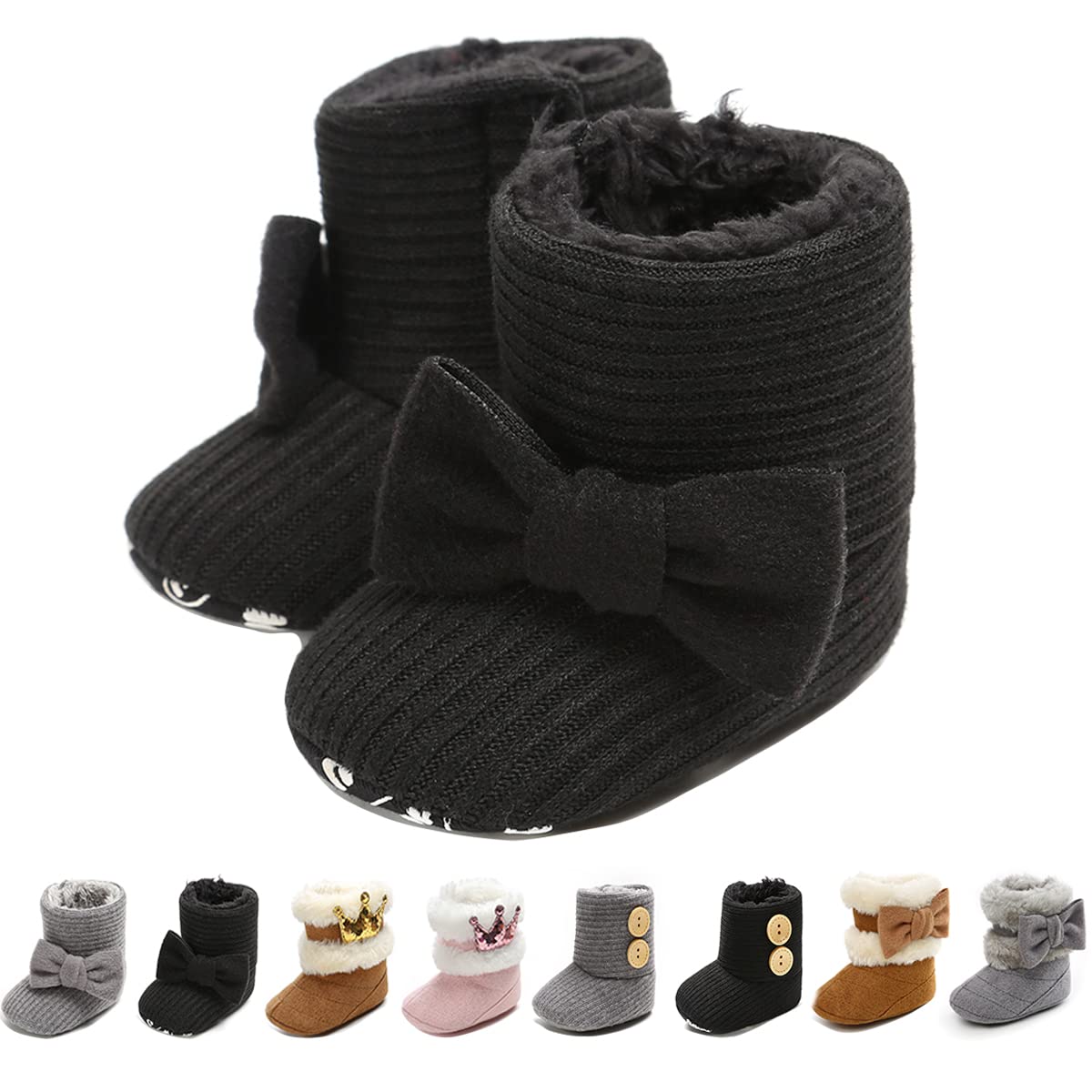 Ohwawadi Cozy Fleece Infant Baby Boots for Boys & Girls - Warm Winter Snow Boots & Slippers for Newborn Toddlers (0-24 Months) - Perfect for Indoor Play, Outdoor Walks & Cold Weather Protection
