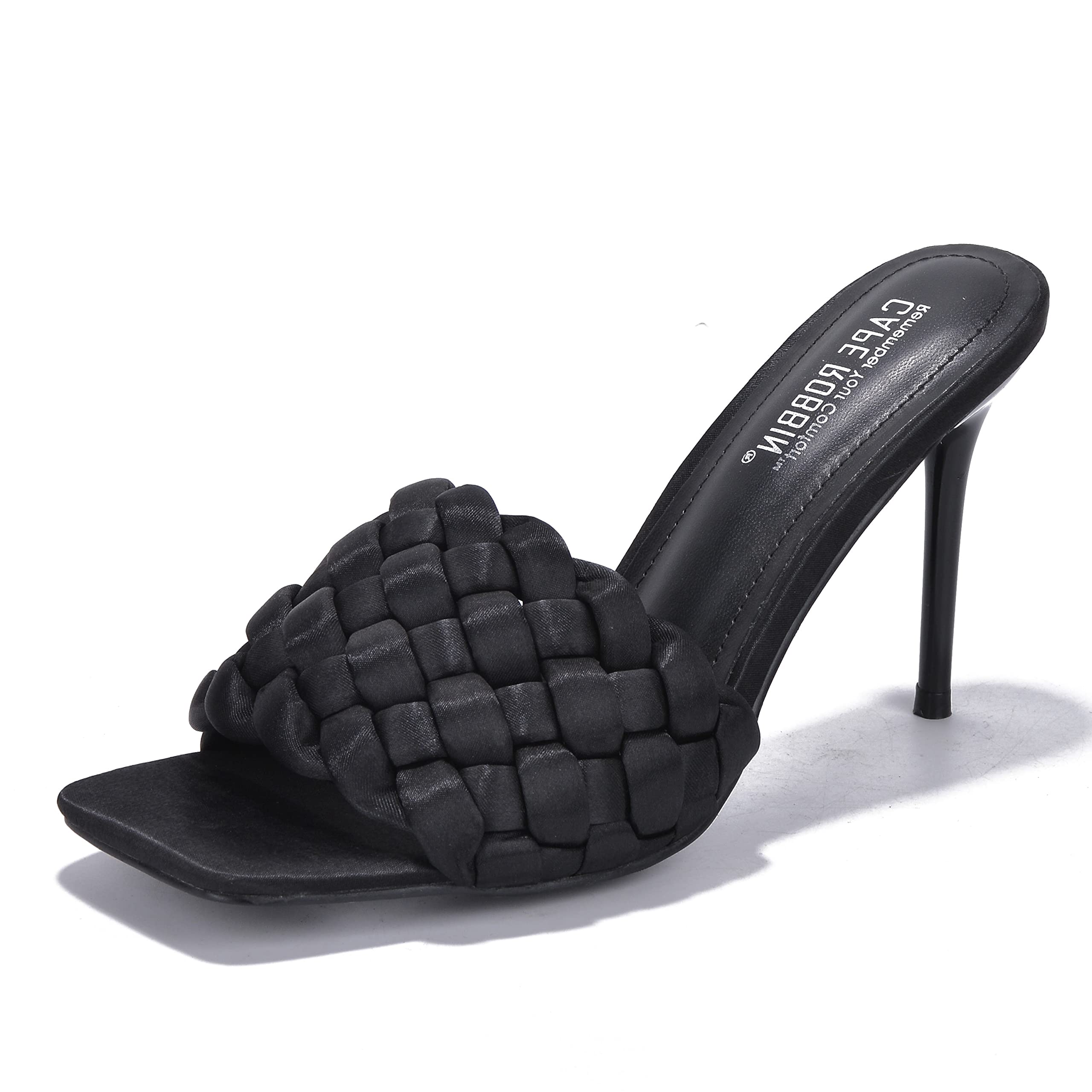 Cape Robbin Miella Women's Stiletto High Heels - Woven Square Open Toe Dress Shoes for Parties, Weddings & Evening Events