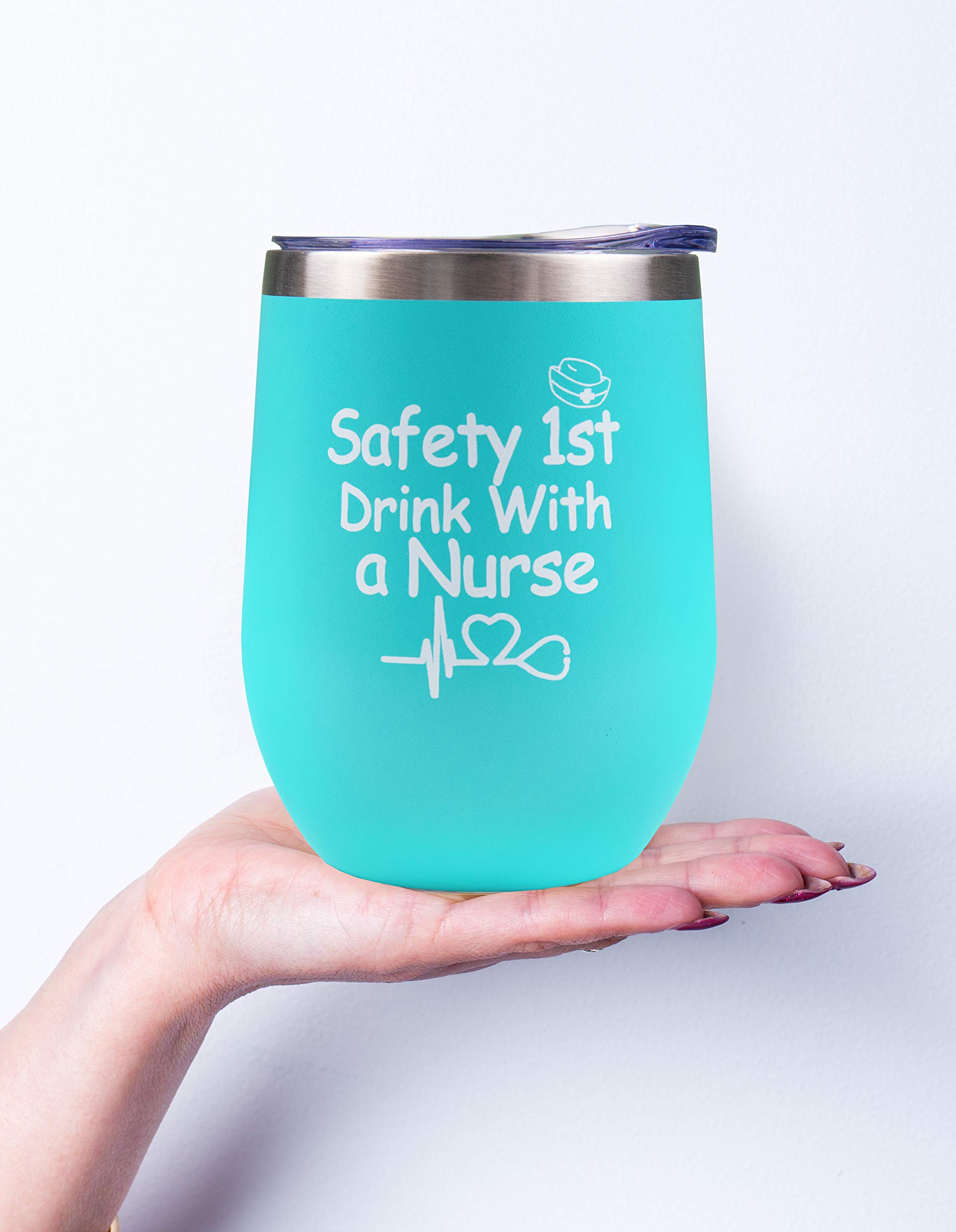 Best Nurse Gifts for Women - Insulated Tumbler & Coffee Mug - Perfect for Graduation, Christmas & Appreciation - Safety First Drink With a Nurse - Ideal for Hospital Shifts, Night Duty & Nursing Students