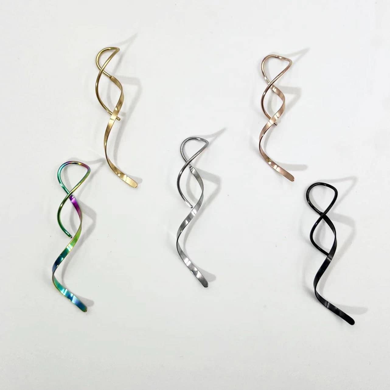 Handmade Spiral Threader Earrings for Women - Twisted Curved Dangle Hoop Earrings in Rainbow Colors | Perfect for Parties, Weddings & Everyday Wear