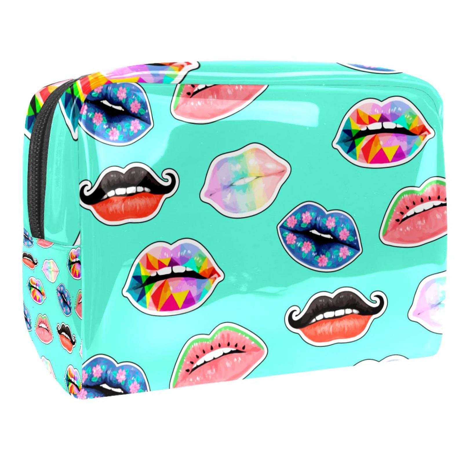 Cute Lips Print Makeup Bag for Women - Large Cosmetic Organizer & Travel Toiletry Bag - Perfect for Travel, Gym, and Daily Beauty Essentials Storage
