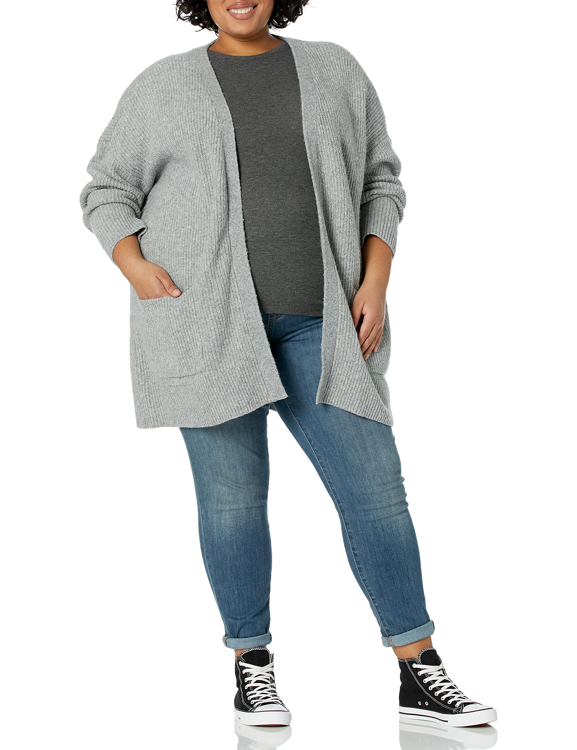 Goodthreads Women's Oversized Boucle Shaker Stitch Cardigan Sweater - Cozy Chunky Knit Open Front Long Cardigan for Fall & Winter - Perfect for Layering, Office Wear, and Casual Outfits