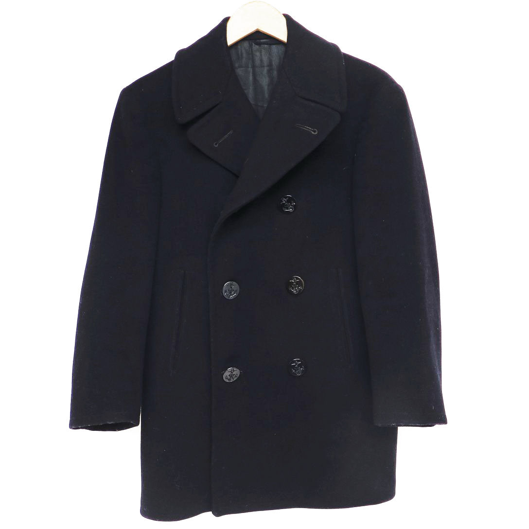 Vintage 1960s US Navy Peacoat - Authentic USN Clothing Supply Office Issue, Size 34 with Stenciled Markings | Military Collectible & Cold Weather Outerwear