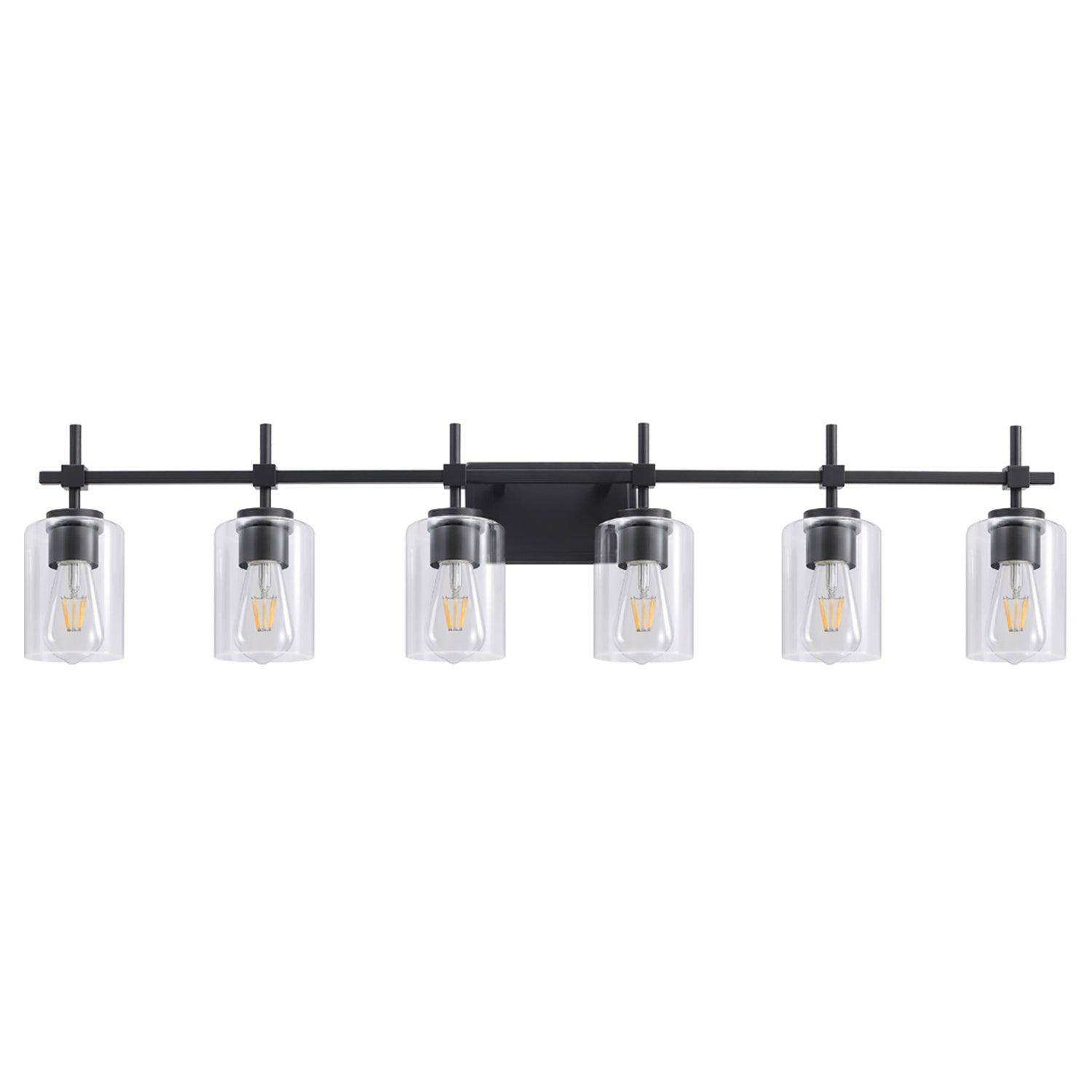 Jasper Modern Clear Glass 6-Light Bathroom Vanity Light Fixture - Elegant Lighting for Bathroom, Powder Room & Dressing Area