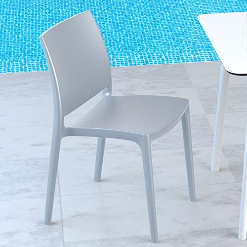 **Maya Patio Dining Chairs (Set of 2) - Silver Outdoor Furniture for Backyard, Garden, and Poolside Relaxation**