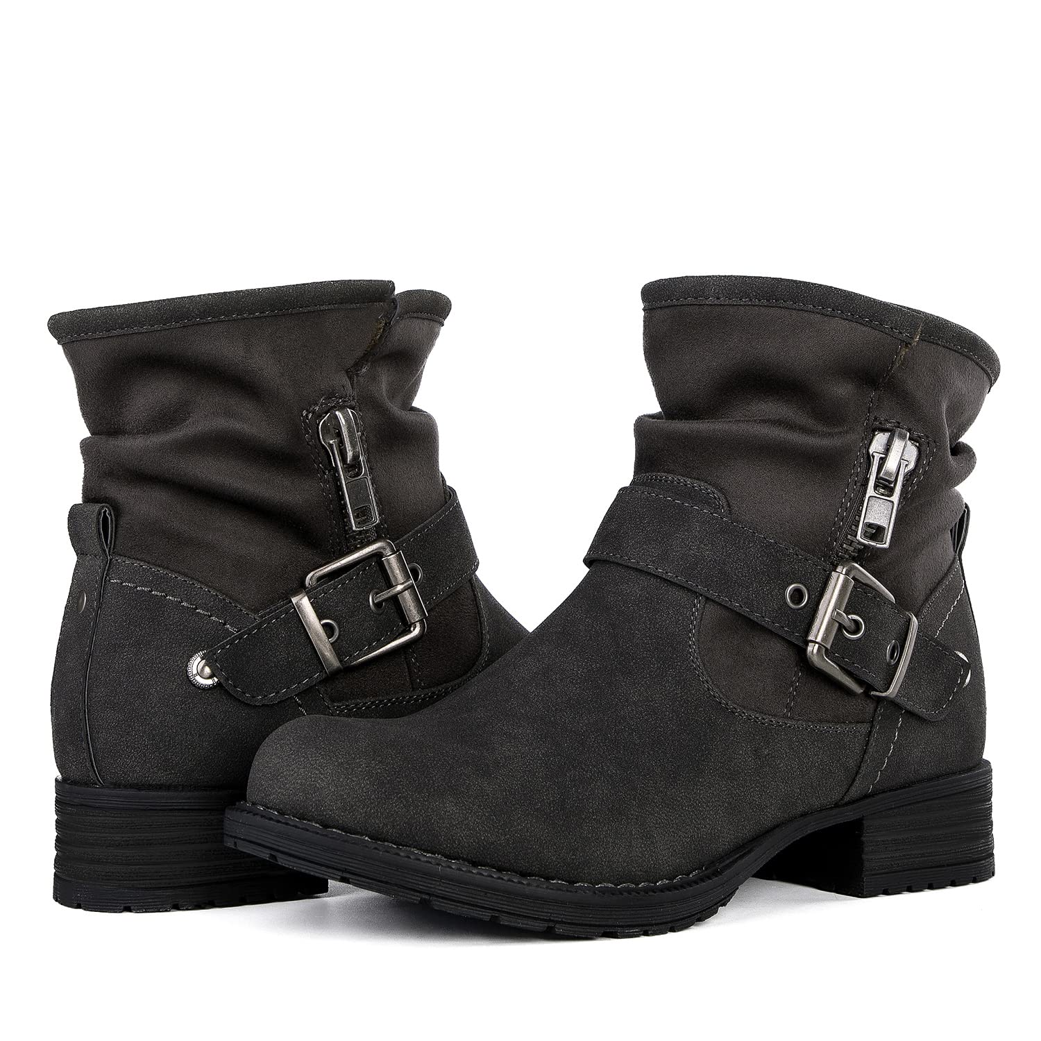 GLOBALWIN Women's Low Heel Ankle Boots - Stylish & Comfortable Booties for Everyday Wear, Office, and Casual Outfits