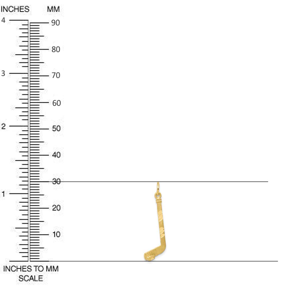 10k Yellow Gold 11mm Hockey Stick Charm Pendant - 30mm Length - Diamond2Deal - Perfect for Hockey Fans & Jewelry Gifts - Sports Jewelry for Men & Women