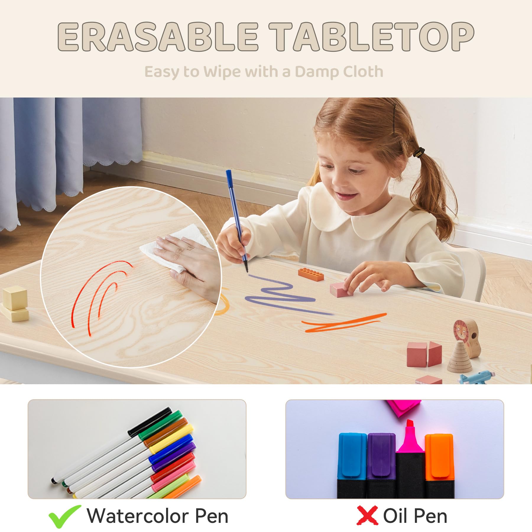 Adjustable Kids Table and Chairs Set - 23.6