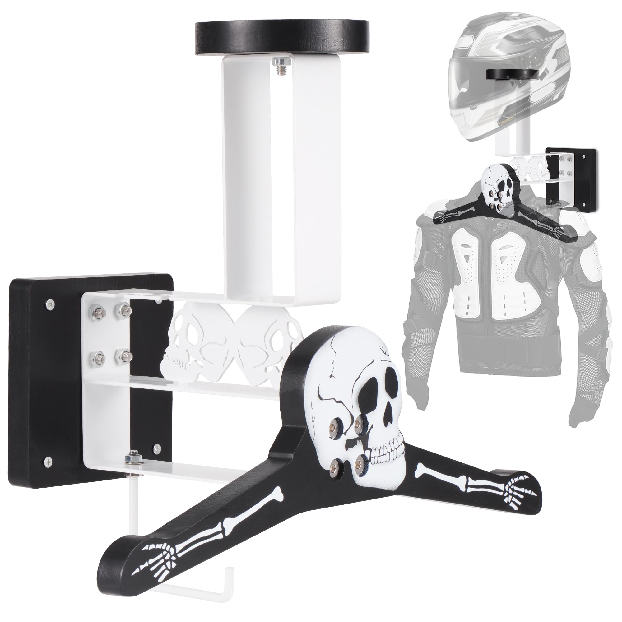 Upgraded Motorcycle Helmet Holder Wall Mount - Heavy Duty Wood & Metal Tactical Gear Organizer for Helmets, Football & Cycling Equipment - Perfect for Garage, Shed & Man Cave Storage